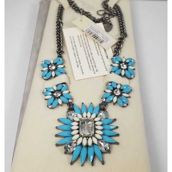 Amrita Singh Women Turquoise Ivory Rhinestone Necklace Southwestern Chunky - Picture 3 of 16